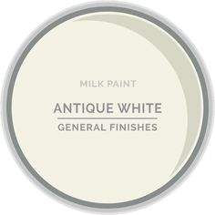 a white paint with the words, antique white general finishes