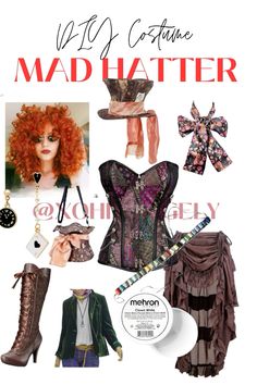 the cover of mad hatter magazine with many different outfits and accessories, including boots