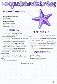 a page with some writing on it and a starfish in the middle of it