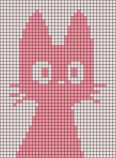 a cross stitch pattern with a pink cat