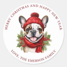 Watercolor Christmas French Bulldog Cute French Bulldog, A Background