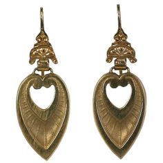 Lovely Victorian Revival Earrings in 14k gold from the 1950's with ear wire fittings. Excellent condition. 1.25" x .5". Earrings Gold Jewellery, Victorian Drop Earrings, Fork Jewelry, Micro Mosaic Jewelry, Gold Pendent, Dangle Earrings Gold, Victorian Revival, Asymmetrical Earrings, Snake Earrings