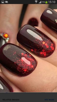 Birthday Nail Art, Nail Design Glitter, Nail Art Photos, Glitter Manicure, Elegant Nail Art, Nail Decor, Fall Gel Nails, Cute Nail Art Designs, Gel Nail Colors