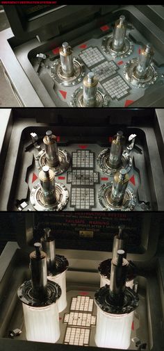 two pictures of the inside of a stove with different burners and knobs on it