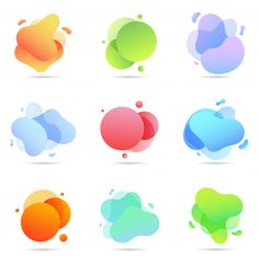 abstract shapes in different colors on a white background