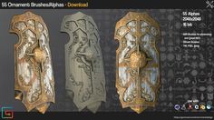 ArtStation - JRO - 55 Ornament Brushes/Alphas Vol 1, jonas ronnegard Shield Icon, Smart Materials, 3d Concept, Photoshop Brushes, Unreal Engine, Art Google