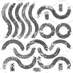 a set of tire tracks in the shape of an abstract wave, on a white background