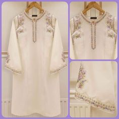 Elegant Festive Tunic With Floral Embroidery, Elegant Straight Kurta Tunic With Floral Embroidery, White Designer Kurta For Spring, Eid Designer Tunic With Floral Embroidery, Eid Designer Wear Tunic With Floral Embroidery, Designer Floral Embroidery Tunic For Eid, Designer Floral Embroidered Tunic For Eid, Spring Floral Embroidered Straight Kurta, Spring Designer White Kurta