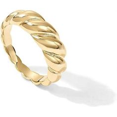 Your new must-have accessory. The PAVOI 14K gold-plated croissant dome ring is right on trend. With a twisted braided design, this chunky signet ring can be worn alone or stacked on your finger for an expertly styled look. Materials: 14K yellow gold, rose gold or white gold plated Measurements: Width: 7mm(.28"), Height: 3.7mm(.15"). Ring Sizes:# 5, 6, 7, 8, 9 Hypoallergenic; nickel, lead, and cadmium free Gender: female.  Age Group: adult. Collage Cutouts, Full Finger Rings, Expensive Rings, Diamond Videos, Womens Ring, Chunky Ring, Dome Ring, Chunky Rings, Jewelry Images