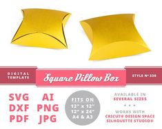 square pillow box svg cut files