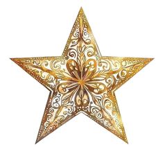 a golden star with intricate designs on it