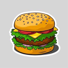 a hamburger sticker on a gray background