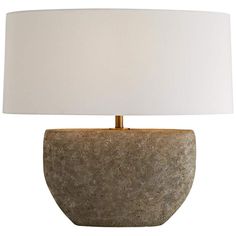 Rustic and charming, this polyresin table lamp from Arteriors Home features an interesting fossil finish. The base and body merge together to create a bowl-like silhouette, sleekened with a slip uno fitter. With a white linen oval shade and ivory cotton lining, this modern light fixture features a full range dimmer on line switch. White Esthetic, Brown Table Lamp, Rustic Room Decor, Artisan Lighting, Lake Keowee, Girly Decor, Rustic Room, Arteriors Home, House Shop