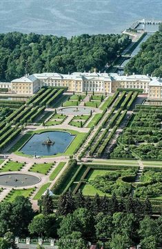 an aerial view of the palace and gardens