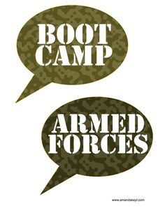 two speech bubbles with the words boot camp and armed forces