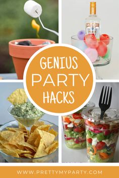 various party hacks with text overlay that says genius party hacks and pictures