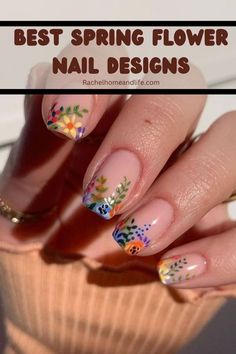 Flower nail designs. Beautiful Spring Nails, Spring Nails Inspiration, Spring Nail Inspiration, Artsy Nails, Nail Art Flower, Tulip Nails, Pastel Nail Art, Pastel Nail, Spring Nail Colors