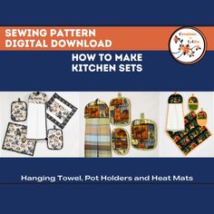 the instructions for how to make kitchen sets are shown in this book, including oven mitts and pot holders