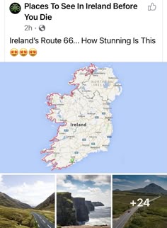 the ireland road map is shown on an instagramture page, and it's been