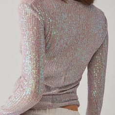 Georges Glittery Sequins Long Sleeve Top By Free People Slim Fitting With Crew Neckline. Color: Champagne Float Combo - Color Looks Like Mermaid With Elements Of Blue And Pink Shimmer. Size: S I Think It Was Mis-Marked As It Fits Like Small Even Though The Label Says It Is Xs. Measurements For Size Small Sleeve: 26 In Bust: 30.5 In Length: 26 In Brand New With Tags. Tyler Concert, Champagne Float, Combo Color, Sparkly Top, Metallic Sweater, Bohemian Tops, Puff Long Sleeves, White Halter Maxi Dress, Color Champagne