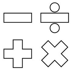 an image of different shapes and sizes on a piece of paper with the addition symbol below it