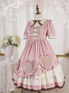 Ouji Fashion, Mori Girl, Black Cherry, Fancy Dresses, Empire Waist, Pink Black, Dress Length