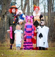 a group of people dressed up in costumes