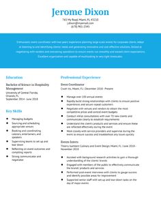 a professional resume template with blue accents