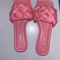 Anna. Pink Mule Slides/Sandals. New With Box. Pink Open Heel Slides For Summer, Chic Pink Flat Slides, Casual Slide Heels For Beach, Casual Beach Slide Heels, Pink Casual Sandals With Open Heel, Casual Pink Sandals With Open Heel, Casual Pink Open Heel Sandals, Chic Pink Flip Flops For Beach, Chic Pink Beach Flip Flops