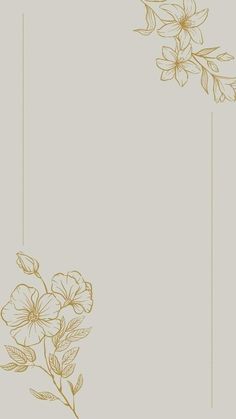 an elegant floral background with gold flowers on a light gray background, in the style of line art