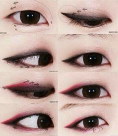 Red Eyeshadow Makeup, Makeup Asia, Korean Natural Makeup, Makeup 40, Korean Makeup Tips, Korean Eye, Korean Makeup Look, Tutorial Eyeliner, Korean Makeup Tutorials