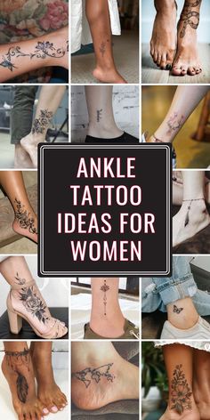 many different pictures of people with tattoos on their legs and feet, all showing the names of