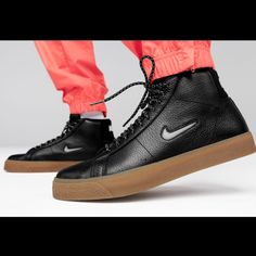 New Nike Sb Zoom Blazer Mid Prm Black Sneakers. New Without Box! - Fast Shipping! Black High-top Sneakers With Gum Sole For Streetwear, Urban Leather High-top Sneakers For Skateboarding, Leather High-top Sneakers With Round Toe For Skateboarding, Nike Leather Skate Shoes With Laces, Nike Urban Leather High-top Sneakers, Nike Leather Urban High-top Sneakers, Casual Black High-top Sneakers With Gum Sole, Black Mid-top Custom Sneakers With Gum Sole, Black Custom Sneakers With Gum Sole Lace-up