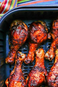 air fryer bbq chicken legs on a grill