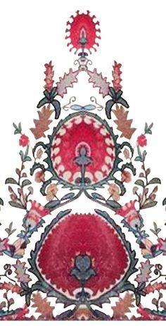 an artistic design with red and green colors on white background, in the form of a flower ornament