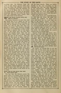 an old newspaper article about the story of the earth, with text in black and white