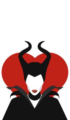 an image of a woman with horns on her head and red heart in the background