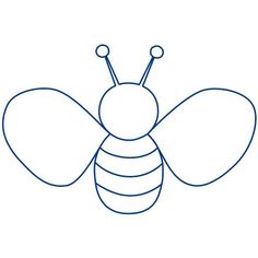 a line drawing of a bee with two antennae on it's back, facing the viewer