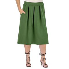 Get a modern, figure-flattering look in this women's knee length skirt with pockets from 24Seven Comfort Apparel. Get a modern, figure-flattering look in this women's knee length skirt with pockets from 24Seven Comfort Apparel.Click on this WOMEN'S GUIDE to find the perfect fit and more! Elastic waistband Slip-on styling Jersey construction Two pockets UnlinedFIT & SIZING 26.75-in. approximate length Midi silhouetteFABRIC & CARE Polyester, spandex Machine wash Imported Size: 3X. Color: Med Green Skirt With Pockets, Knee Length Skirt, Bottom Clothes, Skirts With Pockets, A Line Skirt, A Line Skirts, Polyester Spandex, High Waisted Skirt, Womens Bottoms