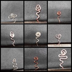 several pictures of different types of wire and metal work on a piece of wood with the words love written in cursive writing