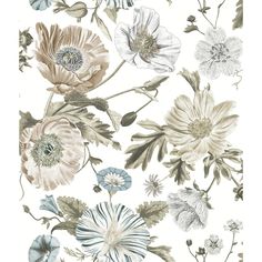 an illustration of flowers with leaves and petals on a white background in pastel colors