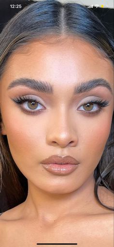 Soft Glam Makeup Aesthetic, Bridal Makeup Peach Tones, Soft Glam Makeup For Hazel Eyes, Brown Eyes Olive Skin Makeup, Prom Makeup Doe Eyes, Cool Toned Glam Makeup, Sage Green Dress Makeup, 90s Soft Glam