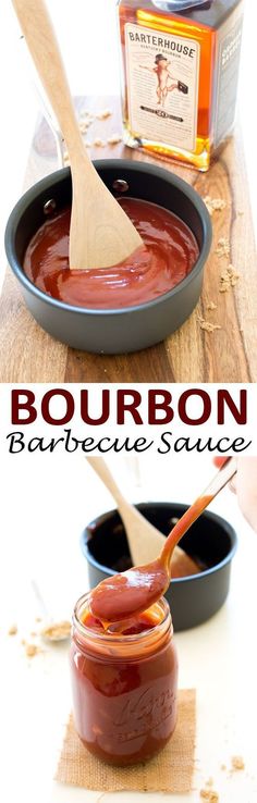 two images showing how to make bourbon barbecue sauce