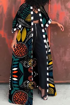 Pretville Party Outfits, Ankara Throw Ons For Women, Modern Kimono Fashion Outfits, Modern Kimono Dress, Modest Fashion Casual, Mode Prints, Kimono Outfit