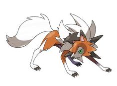 an image of a cartoon fox running with its tail extended and green eyes on it's face