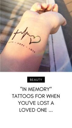 a person with a tattoo on their arm and the words in memory tattoos for when you've lost a loved one