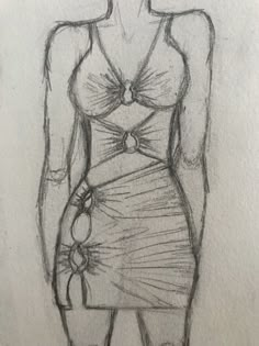 a drawing of a woman in a dress with her hands on her hips and one hand on her hip