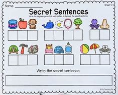 a printable worksheet for the secret sentence with pictures and words on it