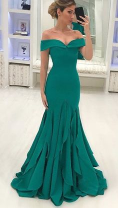 Prom Dresses Off The Shoulder, Ruffle Prom Dress, Off Shoulder Evening Dress, Satin Prom Dress, Mermaid Evening Dresses, Chiffon Prom Dress, Cheap Prom Dresses, Dresses Evening, Evening Party Dress