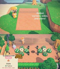 an animal crossing game is shown in two separate screens, one with the same character